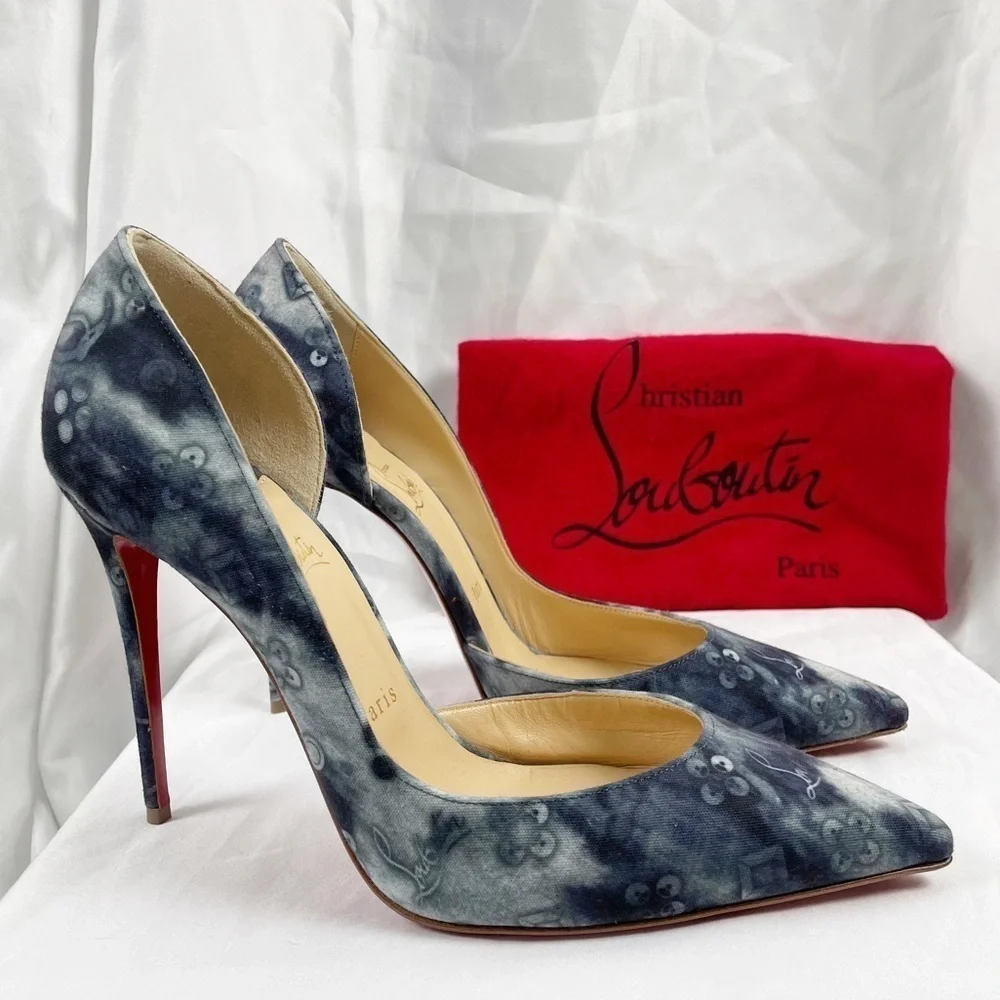 Christian Louboutin Iriza Jean Punk Pointed Toe Logo Stiletto Pumps EU 40.5